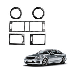 5 StüCke Carbon Fiber Interior Center Console Dashboard Air Vent Outlet Cover Trim für C-Klasse W204 2007-2013