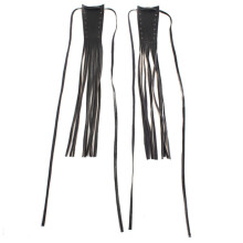Motorcycle Black PU Leather Brake Lever Covers Biker Clutch Fringe Tassels for Chopper Bobber Chief Classic