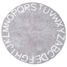 Ultra Soft Area Rug Round Kids Play Rug Alphabet Nursery Rug Non Skid Indoor Fuzzy Circle Faux Fur Rug Grey 80CM
