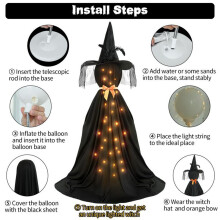 LED-Gloeiende Zwarte Geest Halloween-Spookdecoratie Staande Geest Veranda Tuinspook Zwarte Geest Normale Hoed