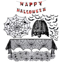 Halloween Spinnenweb Haardhoes Zwart Kant Set Wegwerp Decoratie de Vlag B
