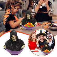Halloween Snoepschaal Snoepschaal met Beweging Halloween Snoepschaal Spookfruitschalen met Oplichtende Ogen en Griezelig Geluid A