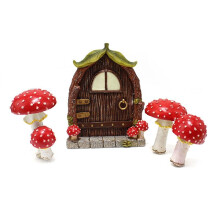 Lichtgevende Paddestoel Deur Raam Ornament Yard Art Sculpture Standbeelden Outdoor Home Decor Hars Tuindecoratie voor Bomen