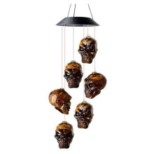 Carillon Eolico Solare un leD con Scheletro di Teschio di Halloween per Esterni per Halloween, Portico All'Aperto, Giardino