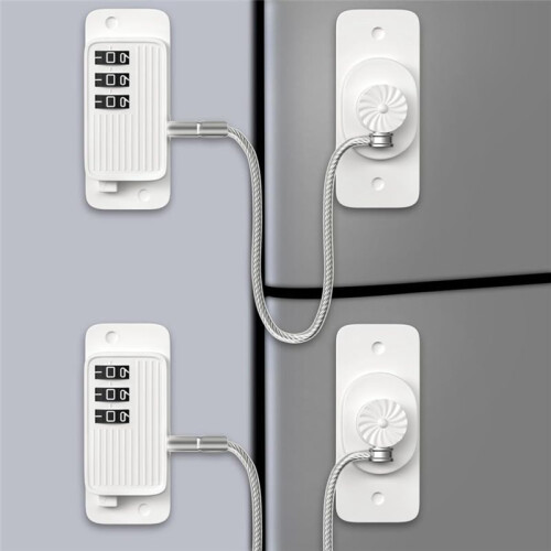 Refrigerator Lock Combination 2 Pack Refrigerator Lock for Children Adhesive Freezer Lock Child Safe Refrigerator Lock 2