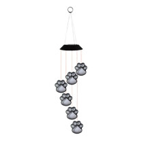Solar LED Wind Chime Lamp Paws Print Solar Wind Chime Katter Hund Husdjur Pawprint Solar IP65 VattentäT HäNgande