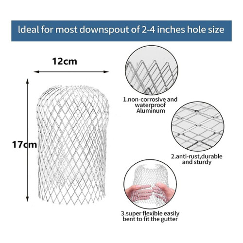 8 Pcs Gutter Guards - Aluminum Gutter Downspout Guard, Expandable Leaf Strainer Gutter Screen Covers Down 12 X 17cm 2