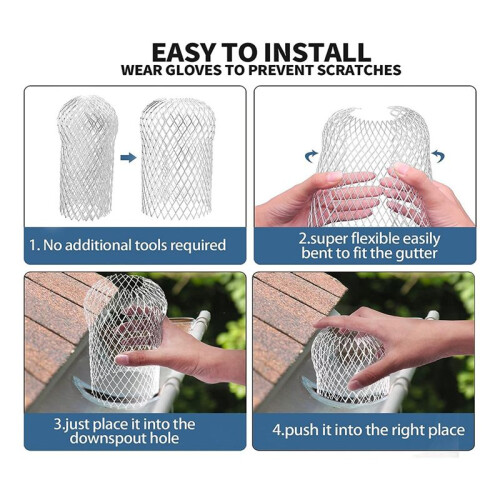 8 Pcs Gutter Guards - Aluminum Gutter Downspout Guard, Expandable Leaf Strainer Gutter Screen Covers Down 12 X 17cm 1