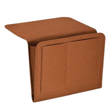 Bedside Organizer, Bedside Organizer HäNgande 5-Ficks Mjuk Filt SäNgfickor FöRvaring Vid SäNgbord Brun