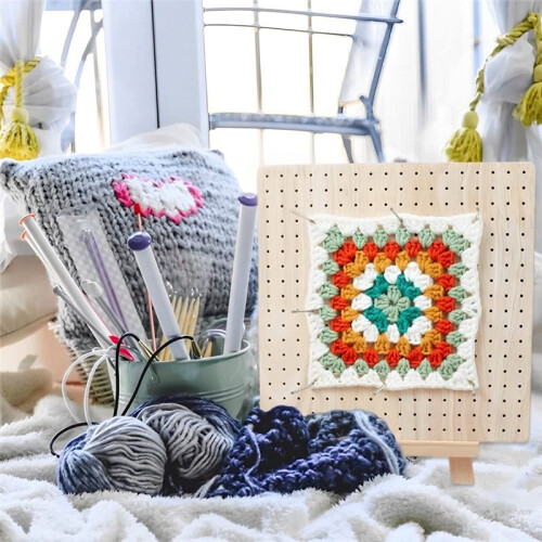 Wooden Crochet Blocking Board Reusable Handcrafted Knitting Blocking Mat Set Stand Square Blocking Board 1