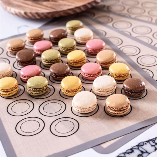 Macaron Baking Mats 4 Pack for Perfect Macarons & Cook - Silicone Macaron Baking Sheets with Size Guiding Circles 2