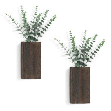 Houten Muur Plantenbak Vaas met Kunstmatige Eucalyptus Boerderij Muur Hangende Decor Zak Plantenbak voor Nep Planten Bloemen