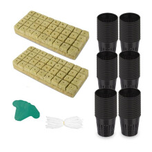 72 Sets SteinwollwüRfel und NetztöPfe, 1,2 X 1,2 X 1,5 Zoll Steinwolle, 72 Stopfen und 72Er-Pack 1,9 Zoll Netzbecher für Hydrokultur