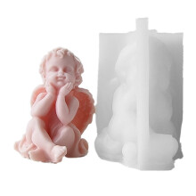 3D Angel Barn Silikonform Lovely Winged Boys Abstrakt Hantverk Doftljusvaxform DIY-GipsljusframstäLlning, B
