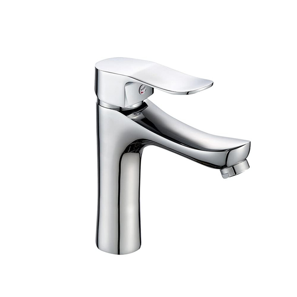 Mixer Tap Bathroom Faucet Copper Faucets Single Handle Hot And Cold Water Mixing Single Hole Basin Watertaps, Electroplating Process, Silver 9199774950046