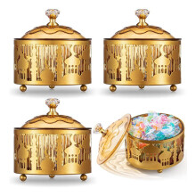 4 Vassoi Ramadan con Coperchio Vassoio Dorato Eid Mubarak Piatto Ramadan Decorazioni Ramadan Contenitore per Alimenti Ramadan