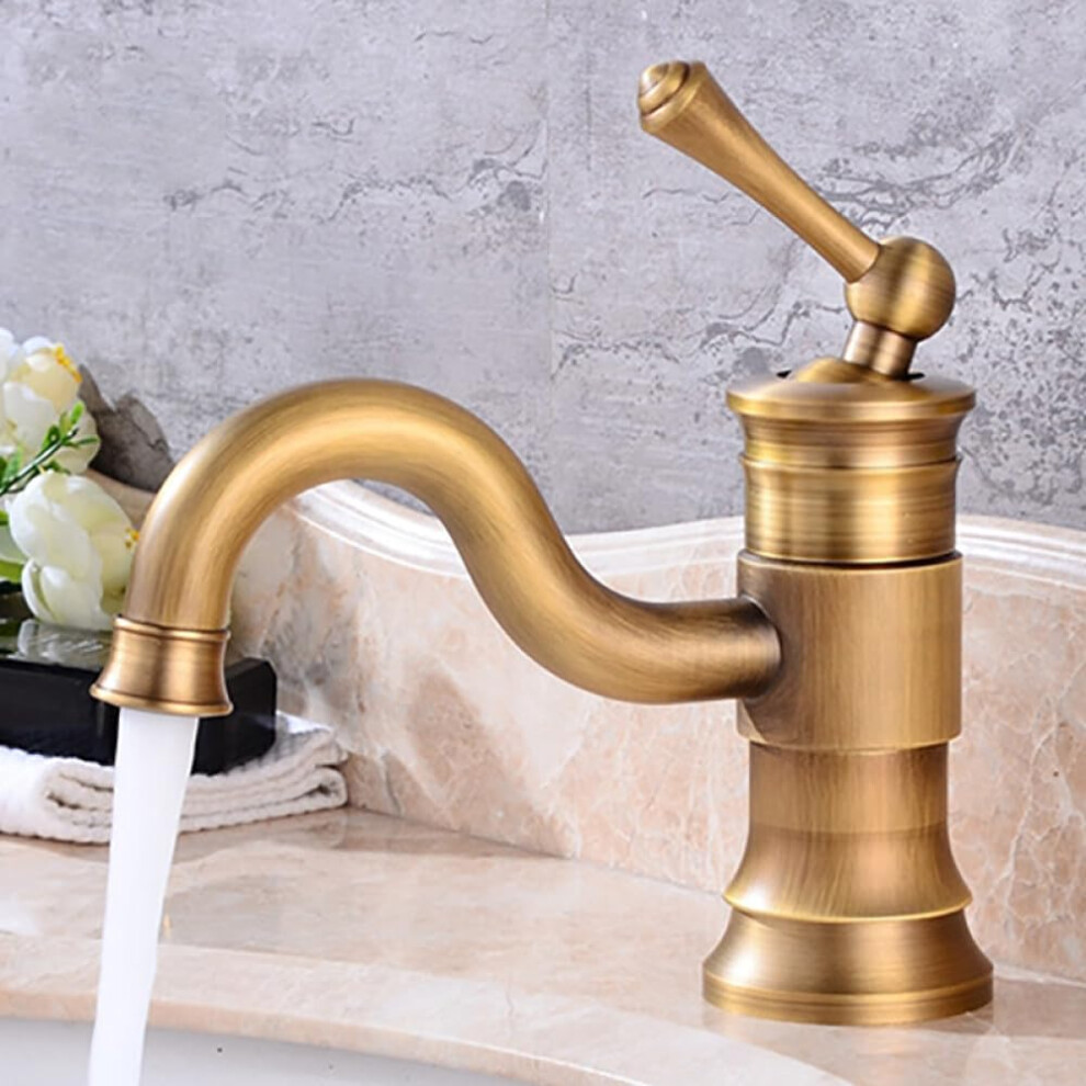 Bathroom Faucets Antique Brass Singlehandle Deckmount Vintagestyle Bathroom Sink Faucet Hot Cold 9189345529870