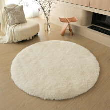 Round Shaggy Area Rugs For Living Room White 120 Cm Diameter Soft Washable Circle Carpet
