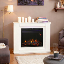 HOMCOM 1000W/2000W Inset Electric Fire and Mantel Reach up to 30 m², White