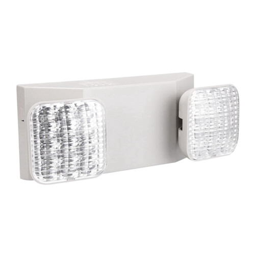 Commercial Emergency Light White Finish 2 LED Square Heads Adjustable Exit Lighting Fixture