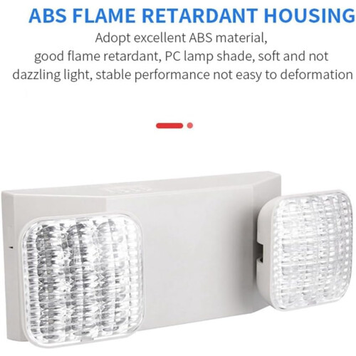 Commercial Emergency Light White Emergency Light Fixture With 2 LED Square Heads Adjustable Exit Lighting 1