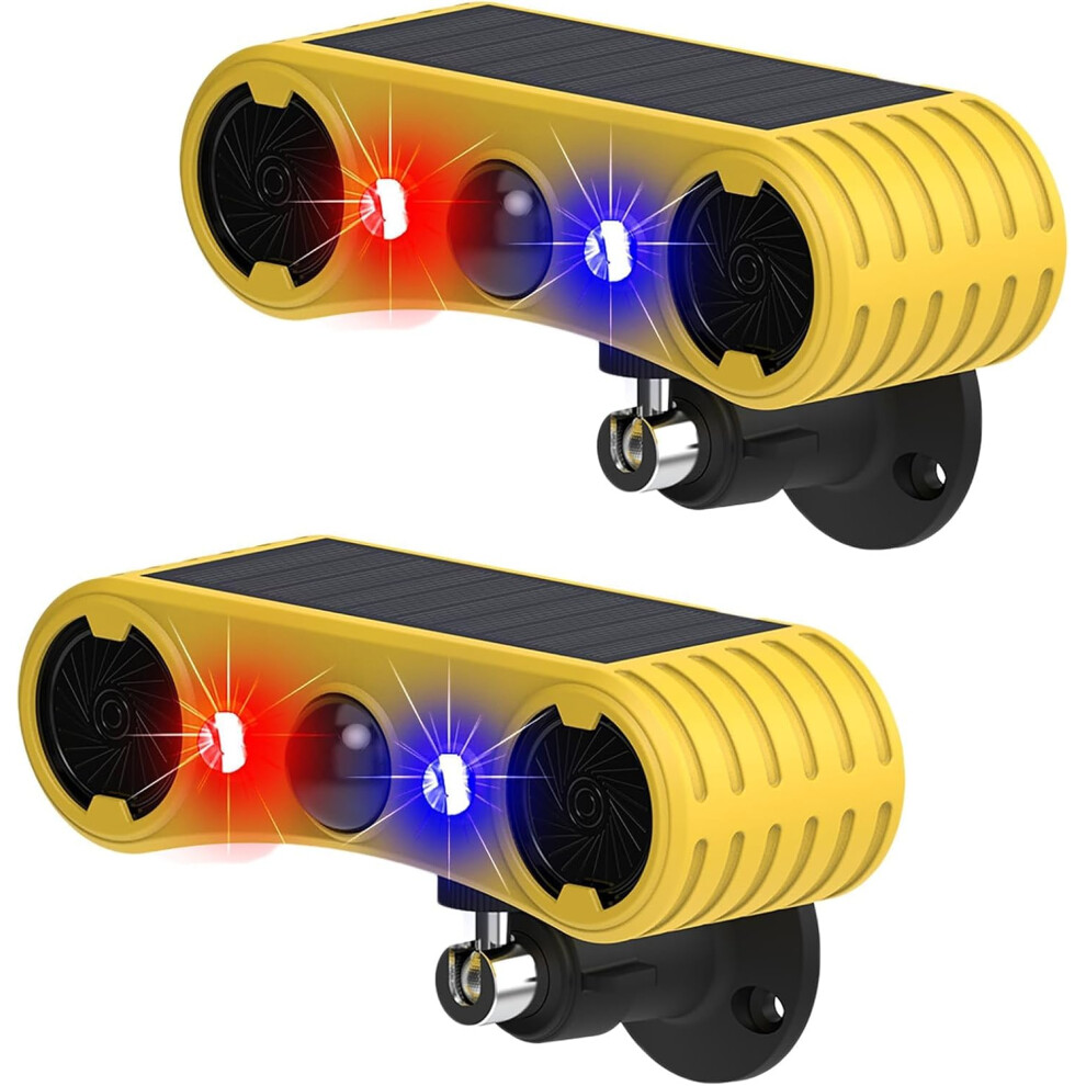 (2Pack) Solar Sound Strobe Motion Sensor Alarm,Wonfast Led Red Blue Flashing Warning Light Outdoor 749655462015