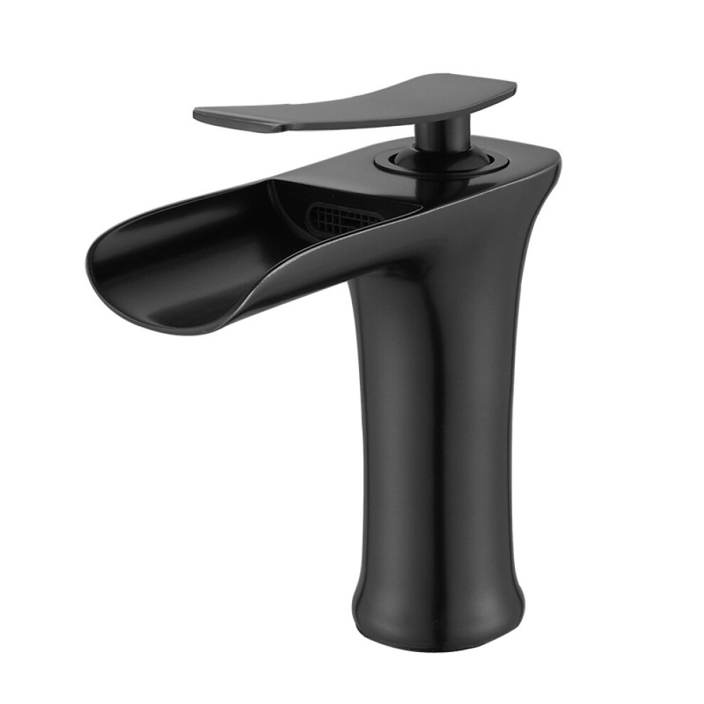 Bathroom Toilet Basin Arc Black Finish Faucet, Hot And Cold Water Mixer, No Inlet Pipe 9382693204479
