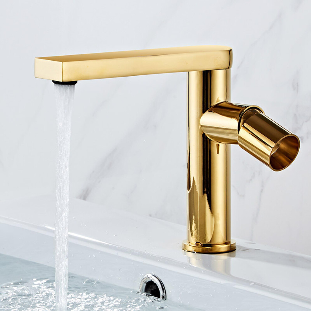 Gold Swivel Sevenfigure Bathroom Toilet Basin Faucet With 60Cm Inlet Pipe Swivel Spout For Toilet And Basin 9347817495027