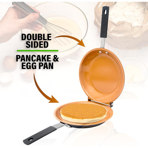 Double Sided Pan, The Perfect Pancake Maker – Ceramic Nonstick Copper Easy to Flip Pancake Griddle 2
