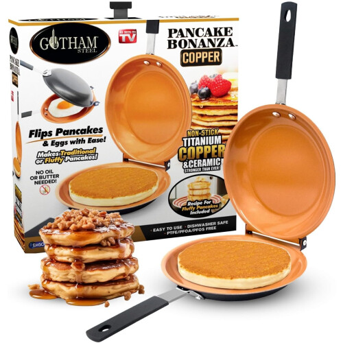 Double Sided Pan, The Perfect Pancake Maker – Ceramic Nonstick Copper Easy to Flip Pancake Griddle