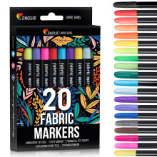 Zenacolor 20 Fabric Markers Pens Set - Non Toxic Fabric Paint Fine
