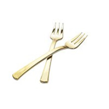 Pack of 48 Elegant Gold Mini Plastic Forks/Multi-use Plastic Dessert Forks - Gold - 10cm (4 inch)