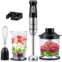 5 in 1 Stick Hand Blender Set for Kitchen, 12 Speed Stainless Steel Immersion Chopper, Beaker, Electric Whisk, for Smoothies, Soups, Sauces, Baby Foo