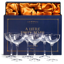 SAY HO UM Vintage Crystal Champagne Coupe Glasses | Set of 6 | 180 ml Classic Cocktail Glassware for Martini, Manhattan, Cosmopolitan, Sidecar, Daiqu