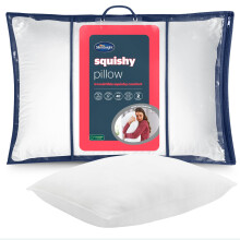 Silentnight Squishy Pillow -Soft Comfortable Pillow with Velvet Touch Cover and Fluffy Fibres - Machine Washable and Hypoallergenic - Pack of 1