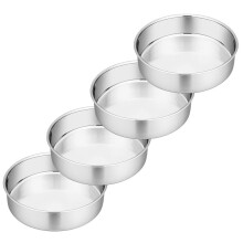 TEAMFAR 6-Inch Cake Tin, Round Layer Cake Tins Pans Set of 4, Stainless Steel Baking Pan Bakeware Set for Wedding/Christmas/Birthday, Healthy & Sturd