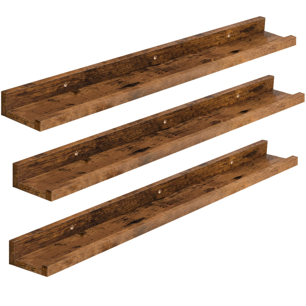 Hoobro Floating Shelves, 90Cm Wall Shelves Set Of 3, Picture Ledge Shelf With Lip, Wooden Wall Mounted Storage Shelves, Wall Display Racks, For Kitch 57288222