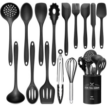 Wildone Silicone Kitchen Cooking Utensils Set, 15PCS Premium Spatula Set for Nonstick Cookware, Kitchen Tools Spatula Spoons Turner Brush Whisk, Heat