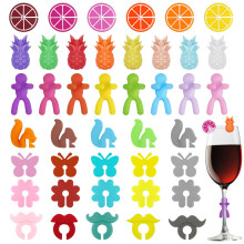 Furuising 42Pcs Wine Glass Charms, Silicone Wine Glass Markers, Reusable Party Reception Glass Identifiers, Wine Accessories Mark for Party