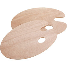 Wooden Paint Palette 2 pack, Oil Paint Palette Oval Shaped Wooden Painting Palette with Thumb Hole for Acrylic Watercolor Oil Paint DIY Art Craft