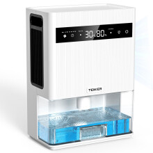 Tenker Dehumidifier, 3L (106 oz) Dehumidifiers for Home with Digital Temperature & Humidity Display, Sleep Mode, Timer, Auto-Off, Auto Defrost, 7-Col