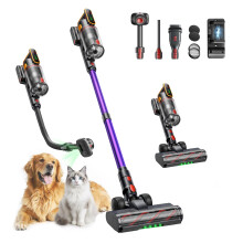 Cordless Vacuum Cleaner, 600W 50KPA 65Mins Cordless Stick Vacuum with Touch Screen AUTO-Mode, Pet Tool &1M Hose, Wall-Charging, Fragrance Release, Po