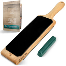 BeaverCraft Leather Strop Kit for Knife Sharpening 7 x 20 - Leather Knife Strop with Polishing Compound - Stropping Kit Double Sided LS1P1, Razor Sha