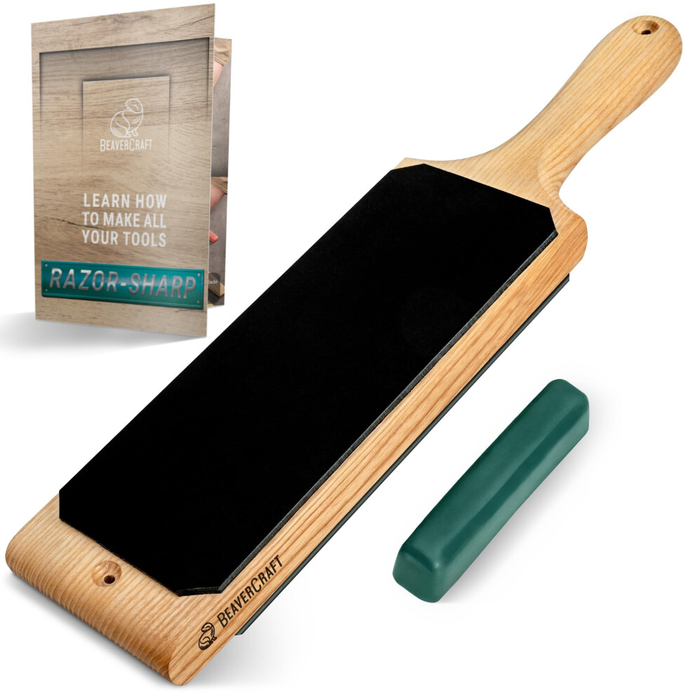 Beavercraft Leather Strop Kit For Knife Sharpening 7 X 20 - Leather Knife Strop With Polishing Compound - Stropping Kit Double Sided Ls1p1, Razor Sha 38199790