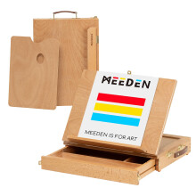 MEEDEN Table Sketch Box Easel -Portable Solid Beech Tabletop Wood Easel Drawing & Sketching Board with Storage Drawer & Palette for Beginner Artist,