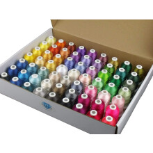 Simthread 63-Colour Polyester Embroidery Thread Kit, 63 Spools of 500 m, 40WT, Convertible to Brother Colour Chart, Compatible with Brother, Janome,