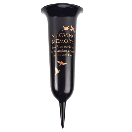 Black Graveside Memorial Spiked Flower Vase - In Loving Memory