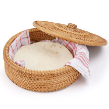Tortillada - 26 cm Tortilla Warmer / Tortilla Warmer Basket Handmade from Rattan with Cotton Tea Towel