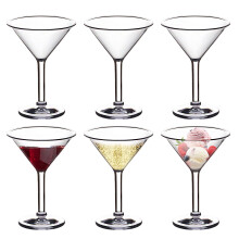 Martini Cups 6Pcs Unbreakable PP Margarita Goblets 180ML Shatterproof Cocktail Stemware for Martini, Whiskey, Gin, Tequila, Reusable Clear Cocktail W
