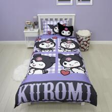 Hello Kitty Officially Licensed Rebel Design Single Duvet Cover Set | Reversible 2 Sided Kuromi Bedding Including Matching Pillow Case | Perfect For